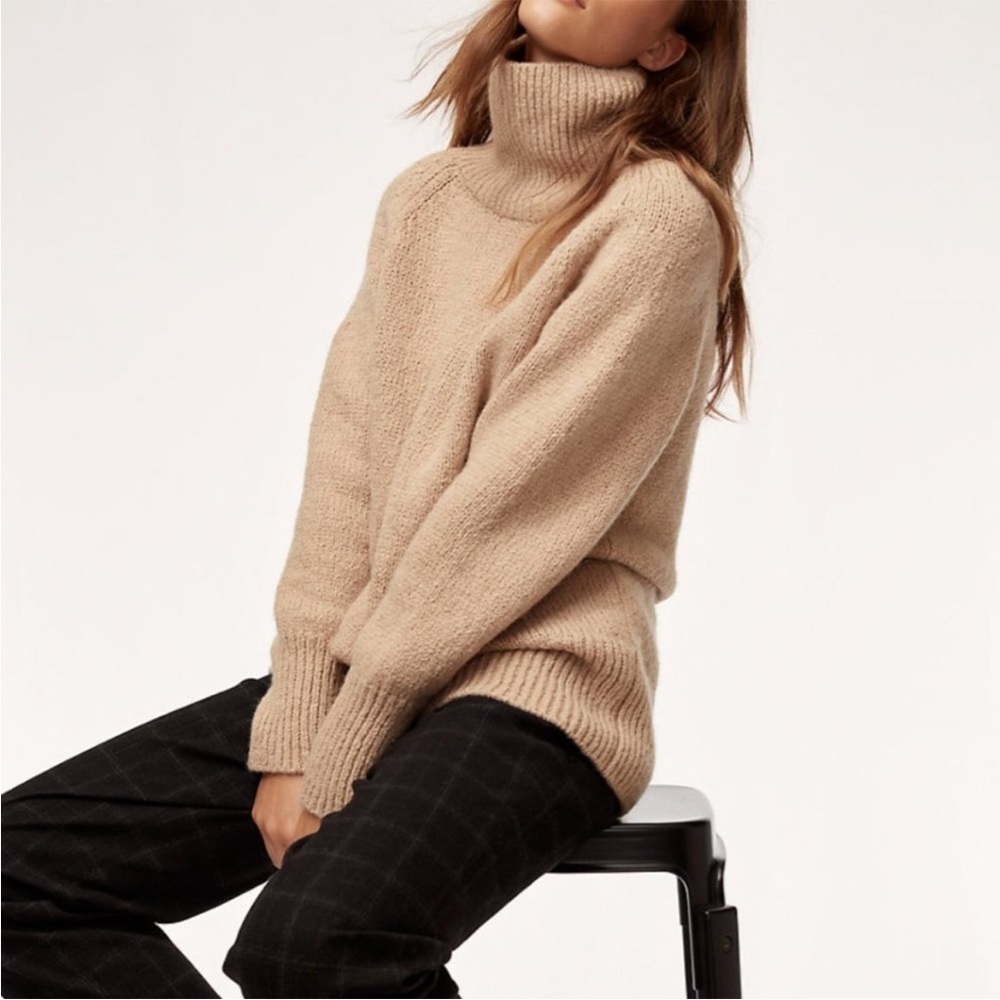 Aritzia Babaton Alpaca Day Off Turtleneck Sweater Tan